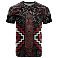 Maori Taiaha Whakairo Personalized T Shirt Red Poutama Motifs