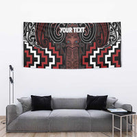 Maori Taiaha Whakairo Personalized Tapestry Red Poutama Motifs