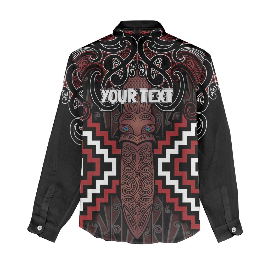 Maori Taiaha Whakairo Personalized Women Casual Shirt Red Poutama Motifs LT7 - Polynesian Pride