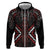 Maori Taiaha Whakairo Personalized Zip Hoodie Red Poutama Motifs