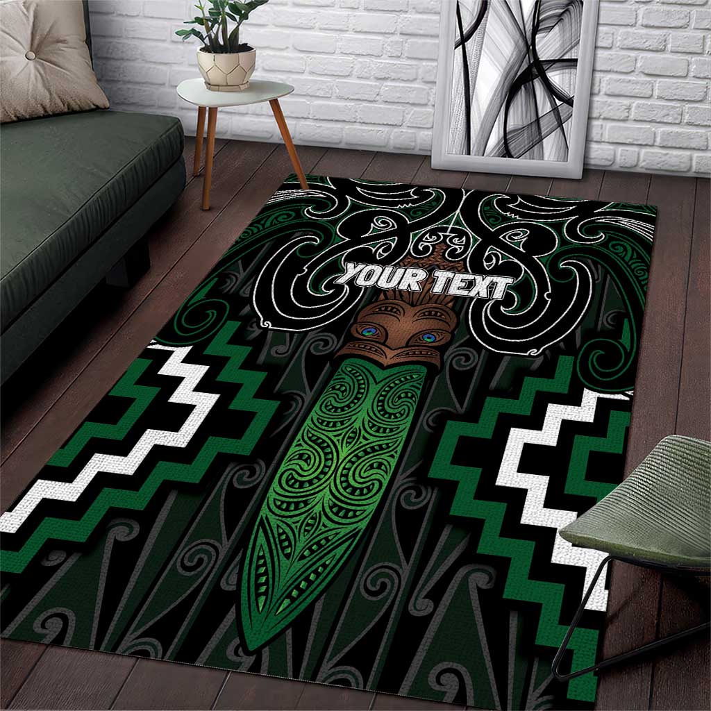Maori Taiaha Pounamu Whakairo Personalized Area Rug Jade Poutama Motifs
