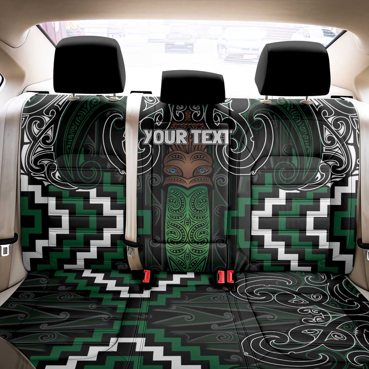 Maori Taiaha Pounamu Whakairo Personalized Back Car Seat Cover Jade Poutama Motifs