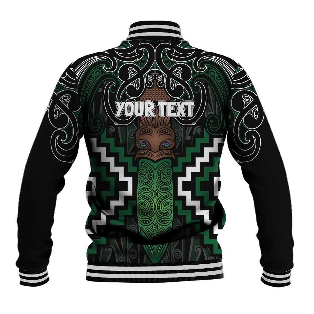 Maori Taiaha Pounamu Whakairo Personalized Baseball Jacket Jade Poutama Motifs