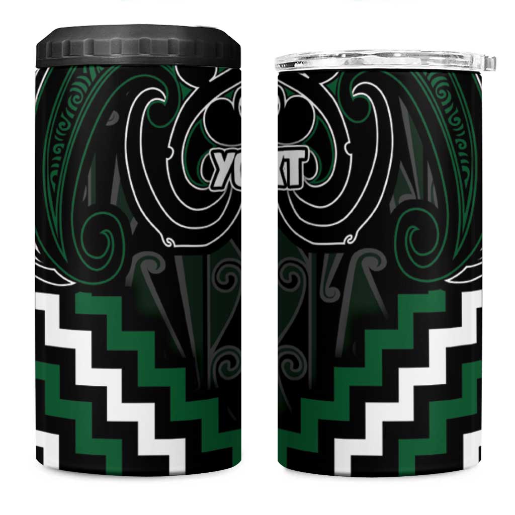 Maori Taiaha Pounamu Whakairo Personalized 4 in 1 Can Cooler Tumbler Jade Poutama Motifs