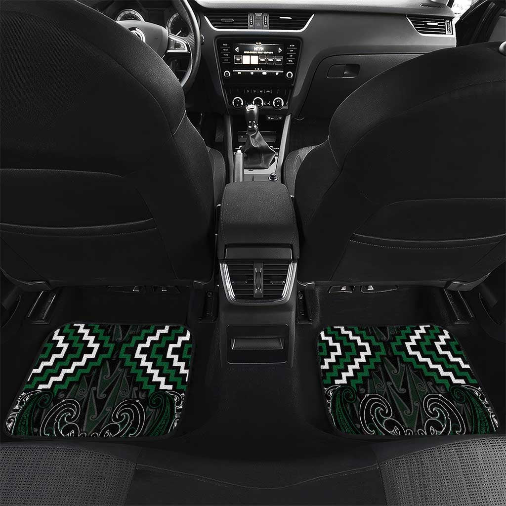 Maori Taiaha Pounamu Whakairo Personalized Car Mats Jade Poutama Motifs