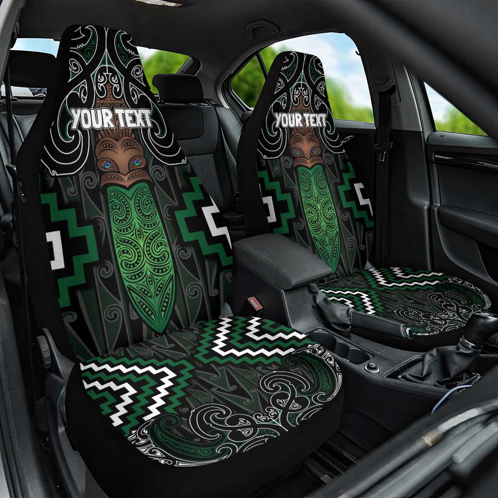 Maori Taiaha Pounamu Whakairo Personalized Car Seat Cover Jade Poutama Motifs