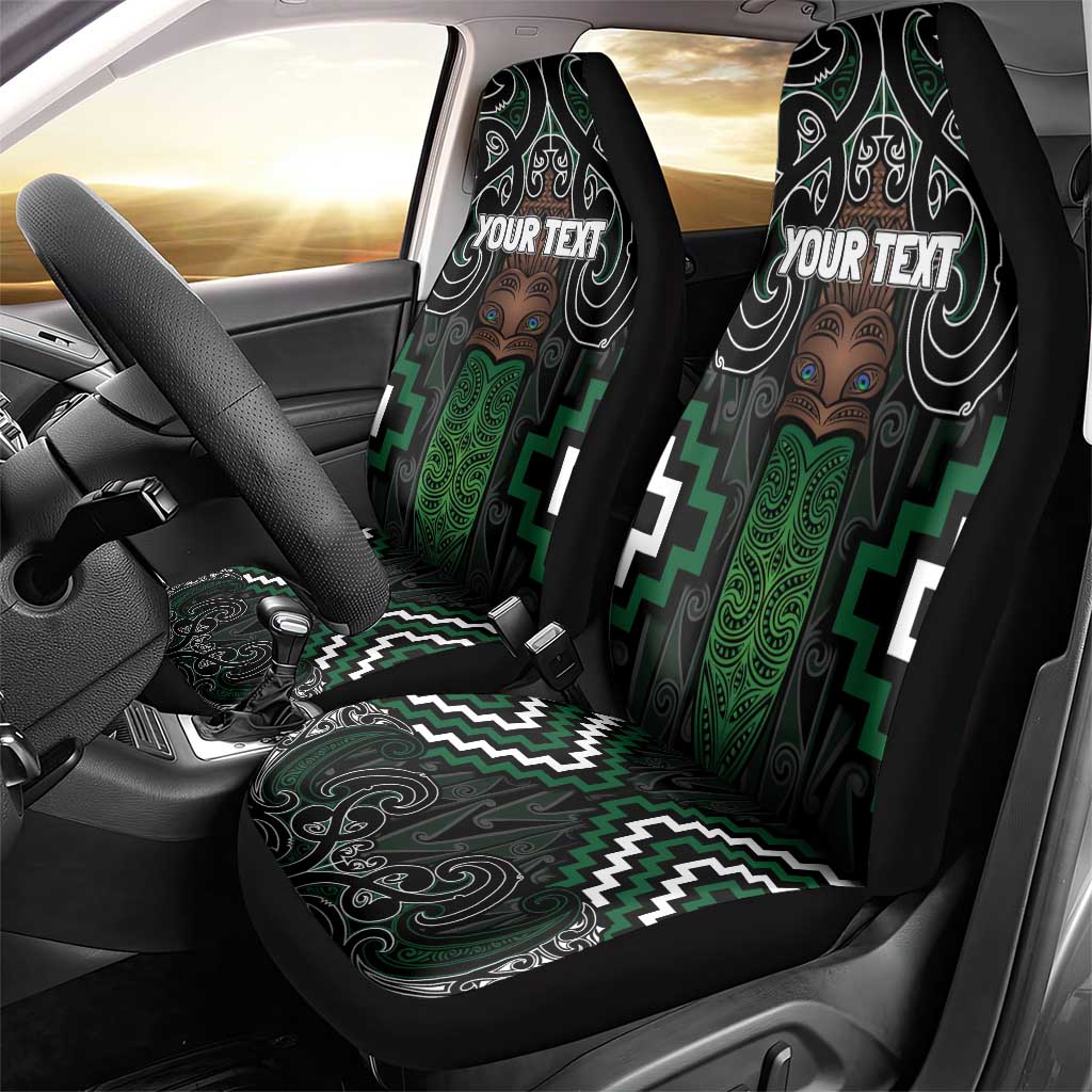 Maori Taiaha Pounamu Whakairo Personalized Car Seat Cover Jade Poutama Motifs
