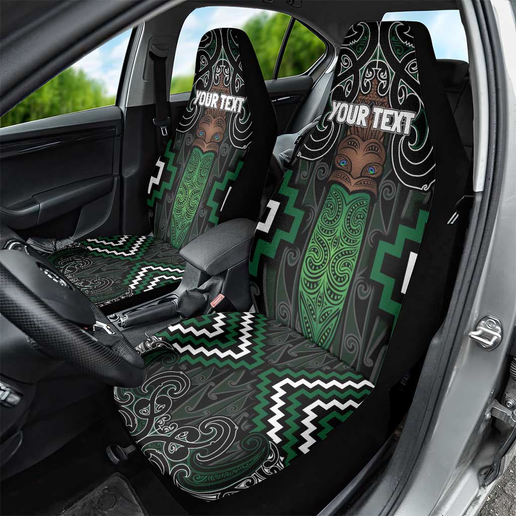 Maori Taiaha Pounamu Whakairo Personalized Car Seat Cover Jade Poutama Motifs