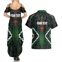 Maori Taiaha Pounamu Whakairo Personalized Couples Matching Summer Maxi Dress and Hawaiian Shirt Jade Poutama Motifs LT7 - Polynesian Pride