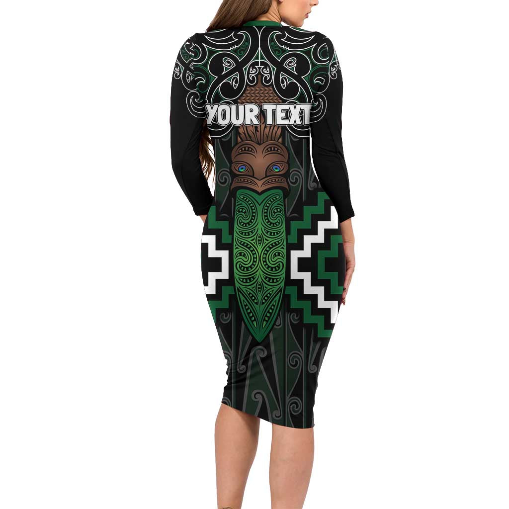 Maori Taiaha Pounamu Whakairo Personalized Family Matching Long Sleeve Bodycon Dress and Hawaiian Shirt Jade Poutama Motifs LT7 - Polynesian Pride