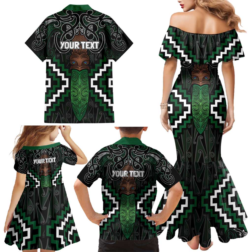 Maori Taiaha Pounamu Whakairo Personalized Family Matching Mermaid Dress and Hawaiian Shirt Jade Poutama Motifs LT7 - Polynesian Pride