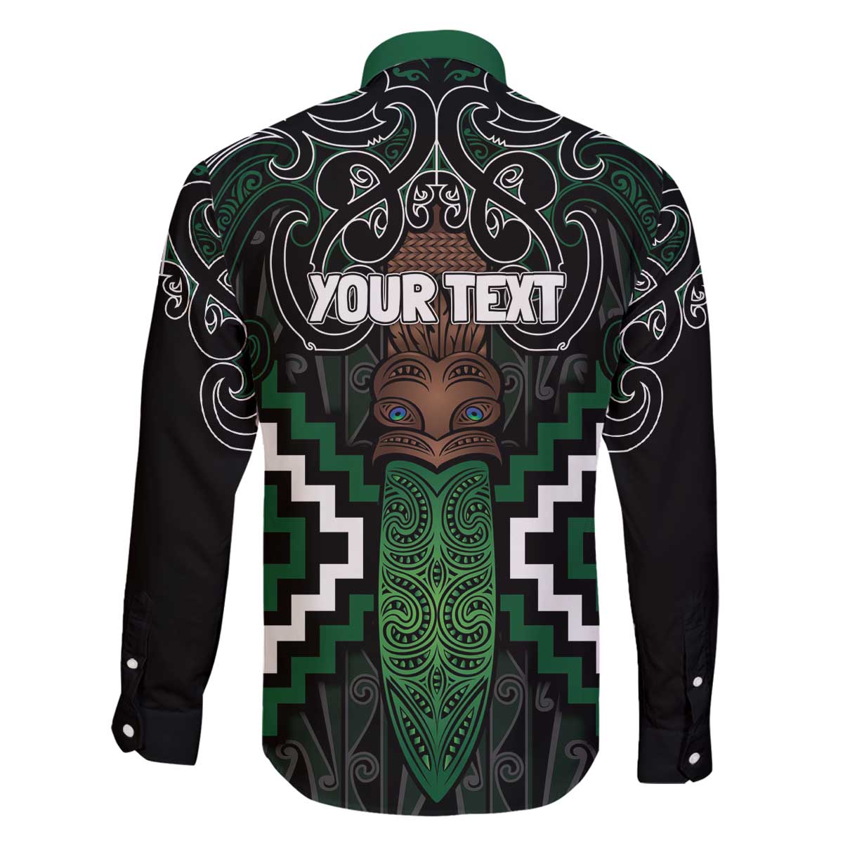 Maori Taiaha Pounamu Whakairo Personalized Family Matching Off The Shoulder Long Sleeve Dress and Hawaiian Shirt Jade Poutama Motifs LT7 - Polynesian Pride