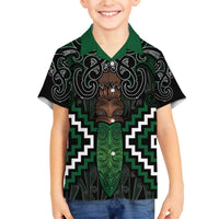 Maori Taiaha Pounamu Whakairo Personalized Family Matching Off The Shoulder Long Sleeve Dress and Hawaiian Shirt Jade Poutama Motifs LT7 Son's Shirt Jade - Polynesian Pride