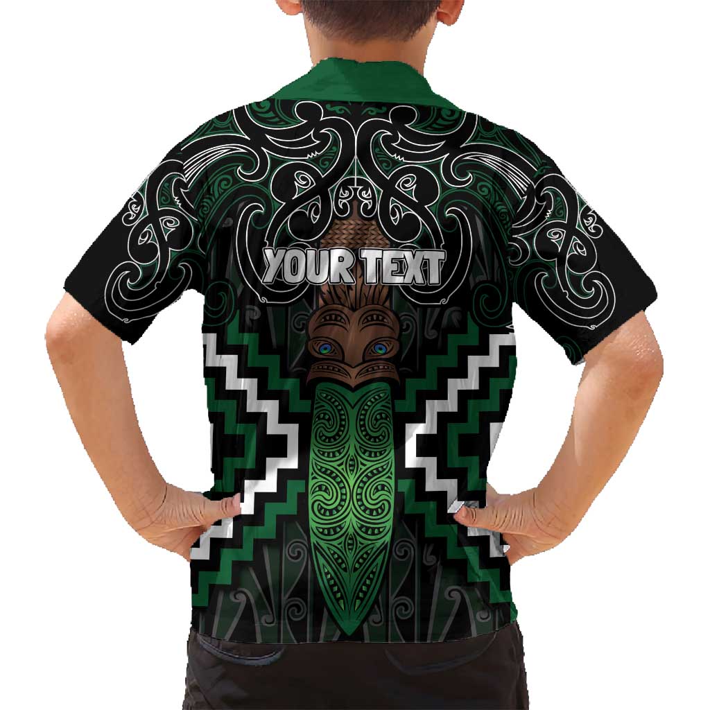 Maori Taiaha Pounamu Whakairo Personalized Family Matching Off Shoulder Short Dress and Hawaiian Shirt Jade Poutama Motifs LT7 - Polynesian Pride