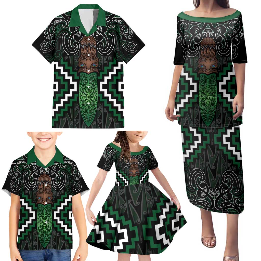 Maori Taiaha Pounamu Whakairo Personalized Family Matching Puletasi and Hawaiian Shirt Jade Poutama Motifs LT7 - Polynesian Pride