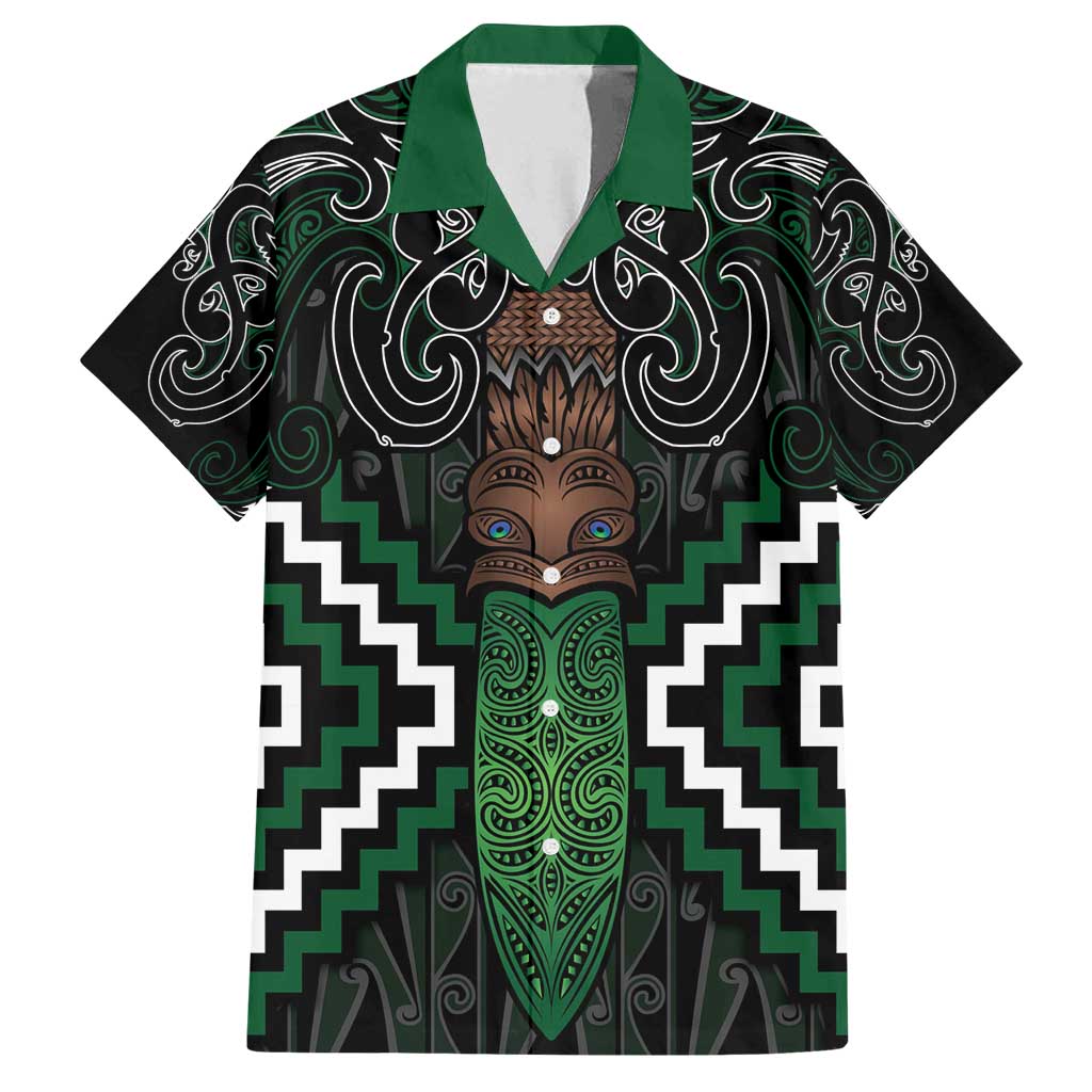 Maori Taiaha Pounamu Whakairo Personalized Family Matching Puletasi and Hawaiian Shirt Jade Poutama Motifs LT7 Dad's Shirt - Short Sleeve Jade - Polynesian Pride