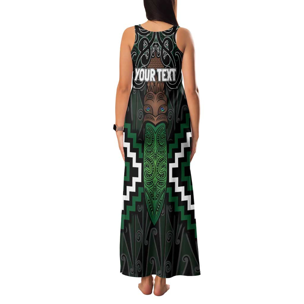 Maori Taiaha Pounamu Whakairo Personalized Family Matching Tank Maxi Dress and Hawaiian Shirt Jade Poutama Motifs