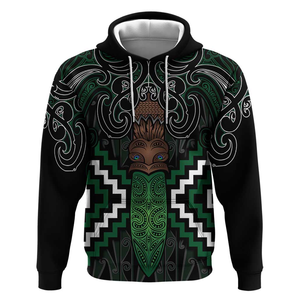 Maori Taiaha Pounamu Whakairo Personalized Hoodie Jade Poutama Motifs