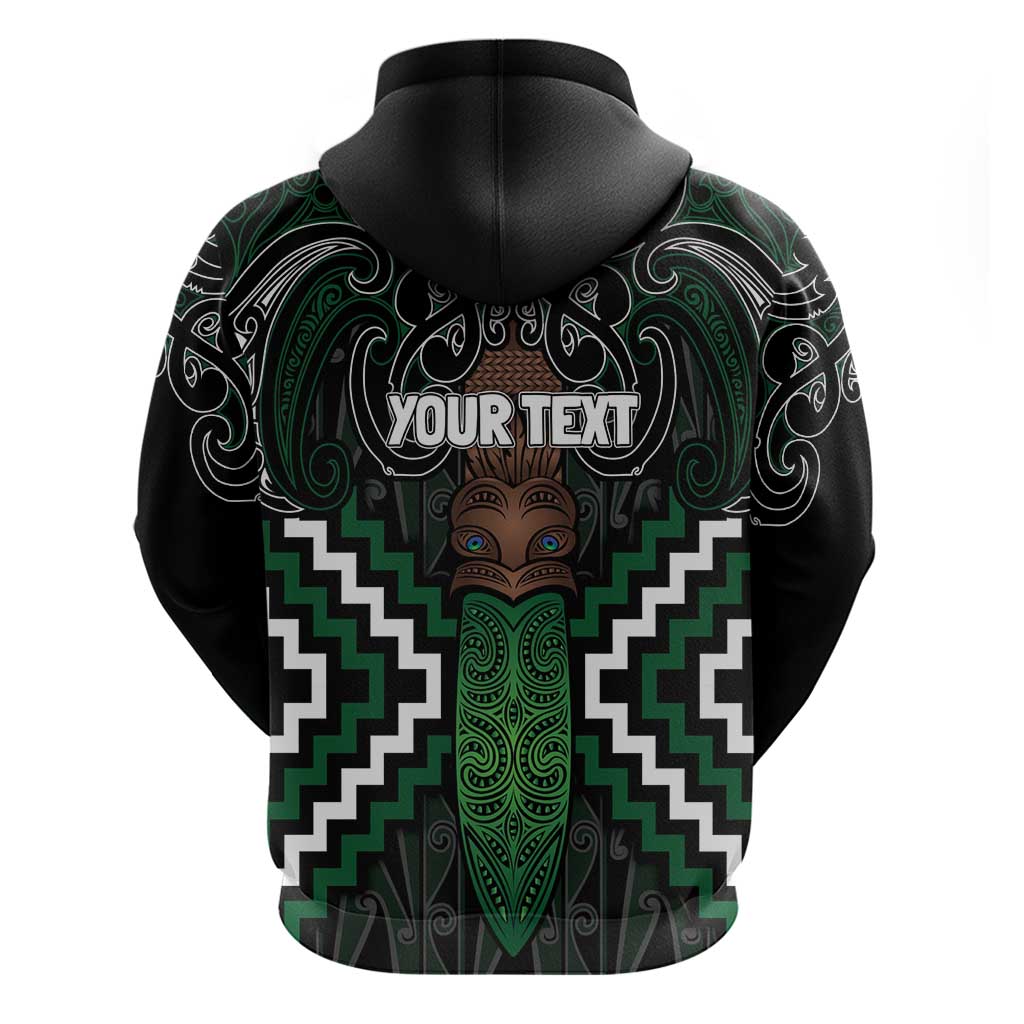 Maori Taiaha Pounamu Whakairo Personalized Hoodie Jade Poutama Motifs
