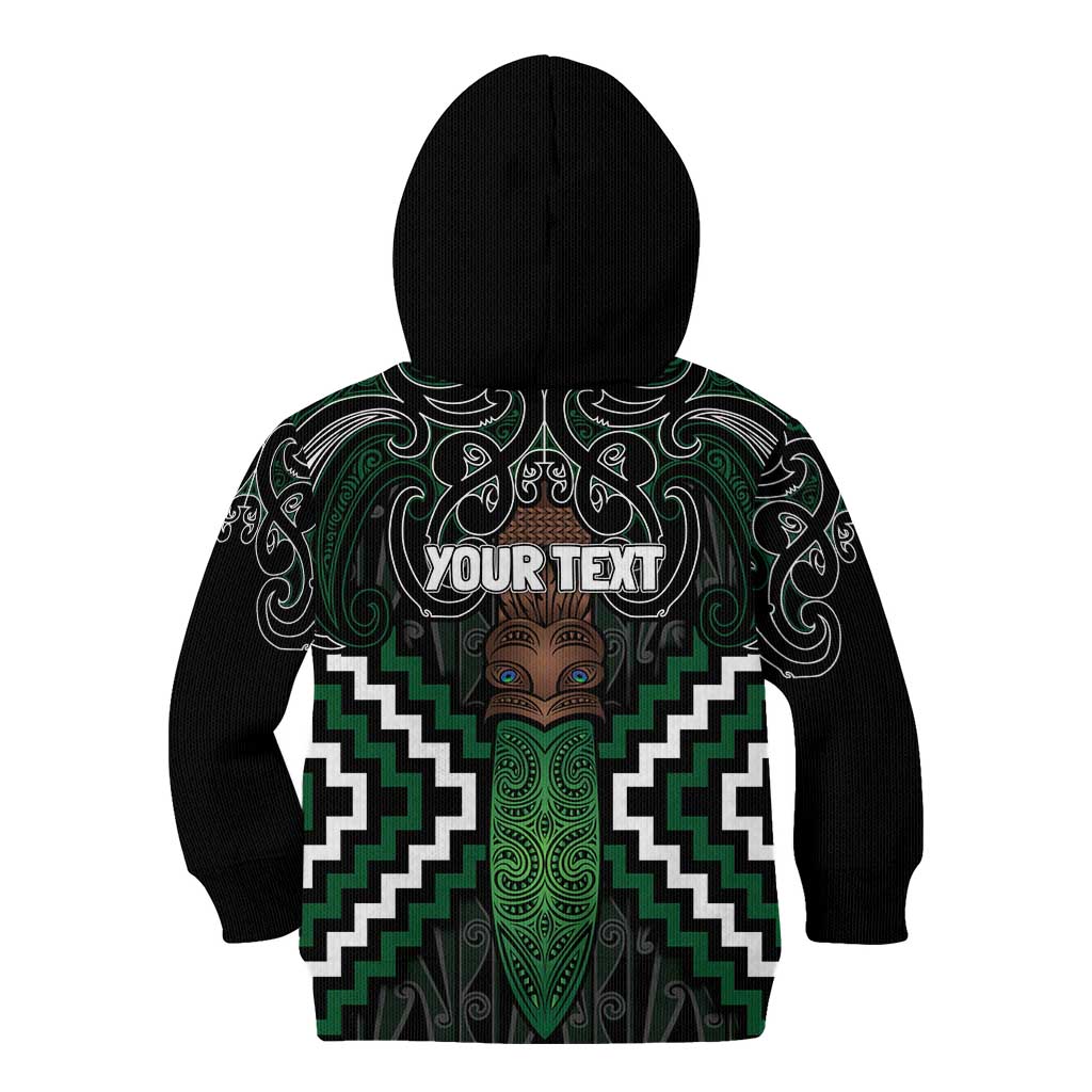 Maori Taiaha Pounamu Whakairo Personalized Kid Hoodie Jade Poutama Motifs