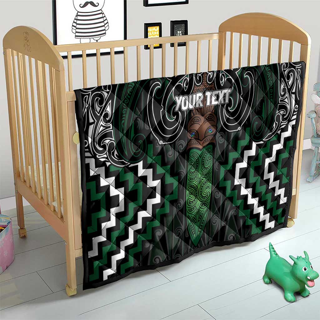 Maori Taiaha Pounamu Whakairo Personalized Quilt Jade Poutama Motifs
