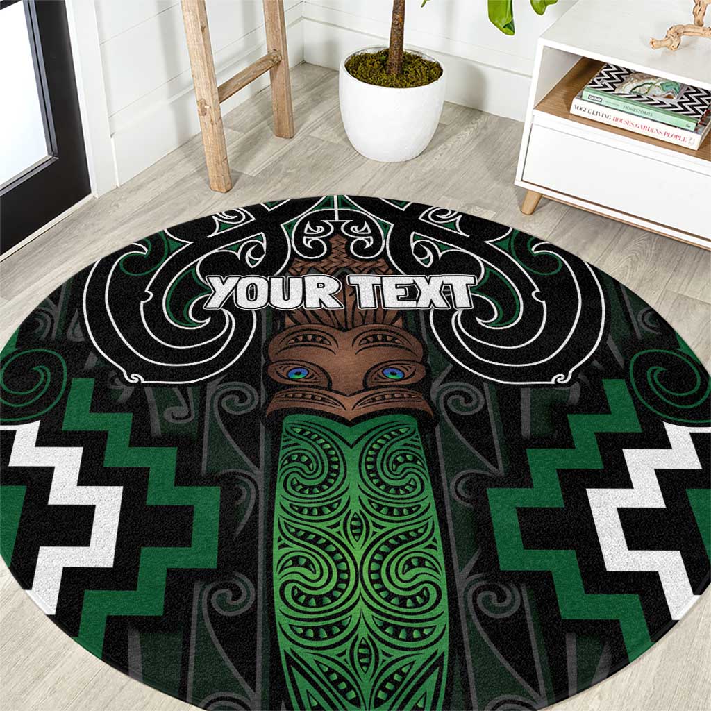 Maori Taiaha Pounamu Whakairo Personalized Round Carpet Jade Poutama Motifs