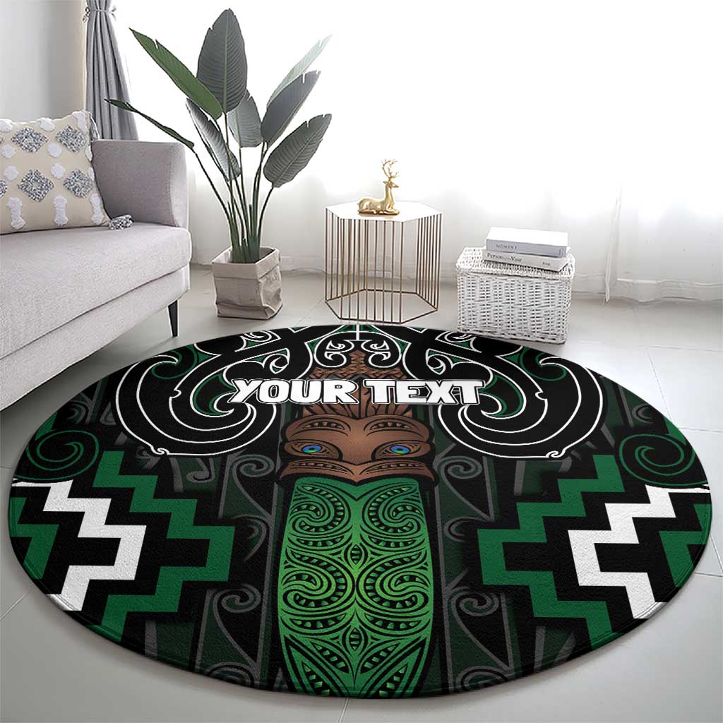 Maori Taiaha Pounamu Whakairo Personalized Round Carpet Jade Poutama Motifs