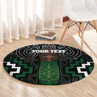 Maori Taiaha Pounamu Whakairo Personalized Round Carpet Jade Poutama Motifs