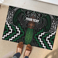 Maori Taiaha Pounamu Whakairo Personalized Rubber Doormat Jade Poutama Motifs