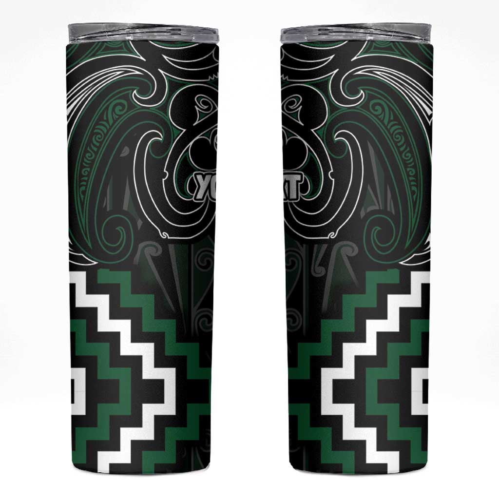 Maori Taiaha Pounamu Whakairo Personalized Skinny Tumbler Jade Poutama Motifs LT7 Jade - Polynesian Pride