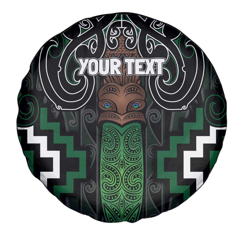 Maori Taiaha Pounamu Whakairo Personalized Spare Tire Cover Jade Poutama Motifs