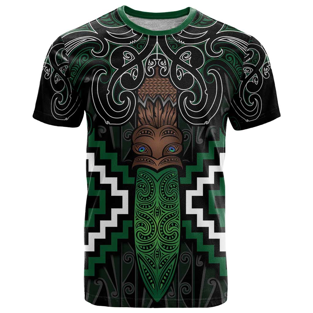 Maori Taiaha Pounamu Whakairo Personalized T Shirt Jade Poutama Motifs