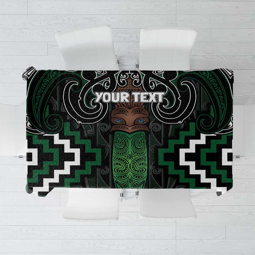 Maori Taiaha Pounamu Whakairo Personalized Tablecloth Jade Poutama Motifs