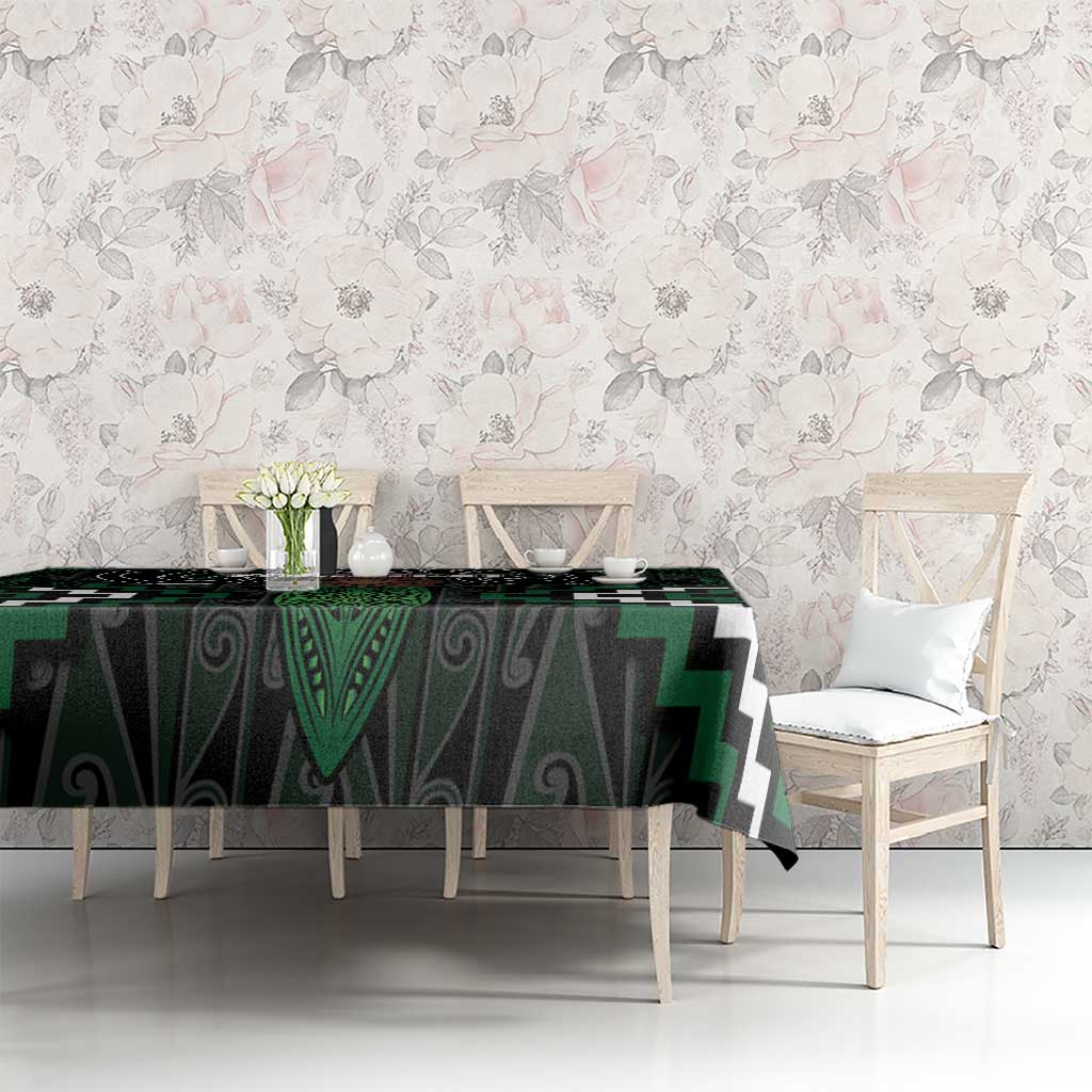 Maori Taiaha Pounamu Whakairo Personalized Tablecloth Jade Poutama Motifs