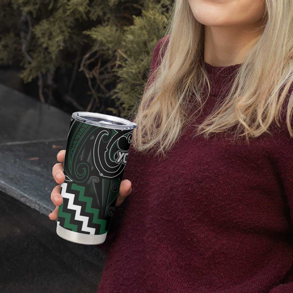 Maori Taiaha Pounamu Whakairo Personalized Tumbler Cup Jade Poutama Motifs