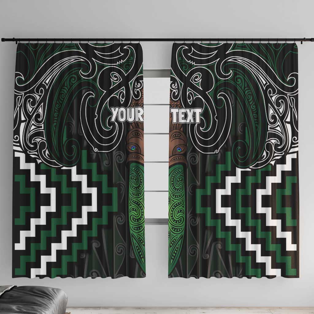 Maori Taiaha Pounamu Whakairo Personalized Window Curtain Jade Poutama Motifs