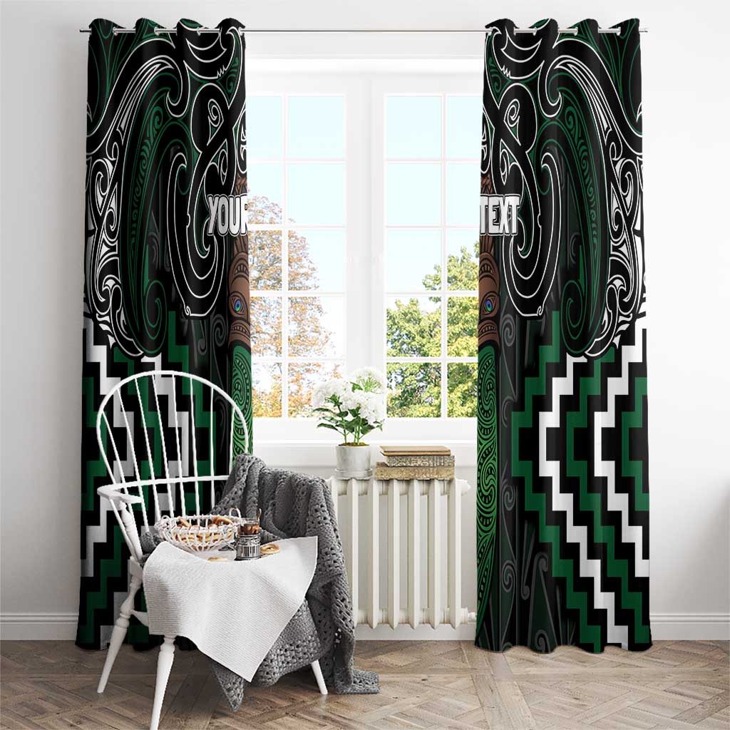 Maori Taiaha Pounamu Whakairo Personalized Window Curtain Jade Poutama Motifs