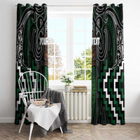 Maori Taiaha Pounamu Whakairo Personalized Window Curtain Jade Poutama Motifs