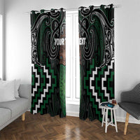 Maori Taiaha Pounamu Whakairo Personalized Window Curtain Jade Poutama Motifs