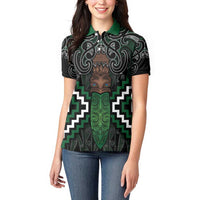 Maori Taiaha Pounamu Whakairo Personalized Women Polo Shirt Jade Poutama Motifs