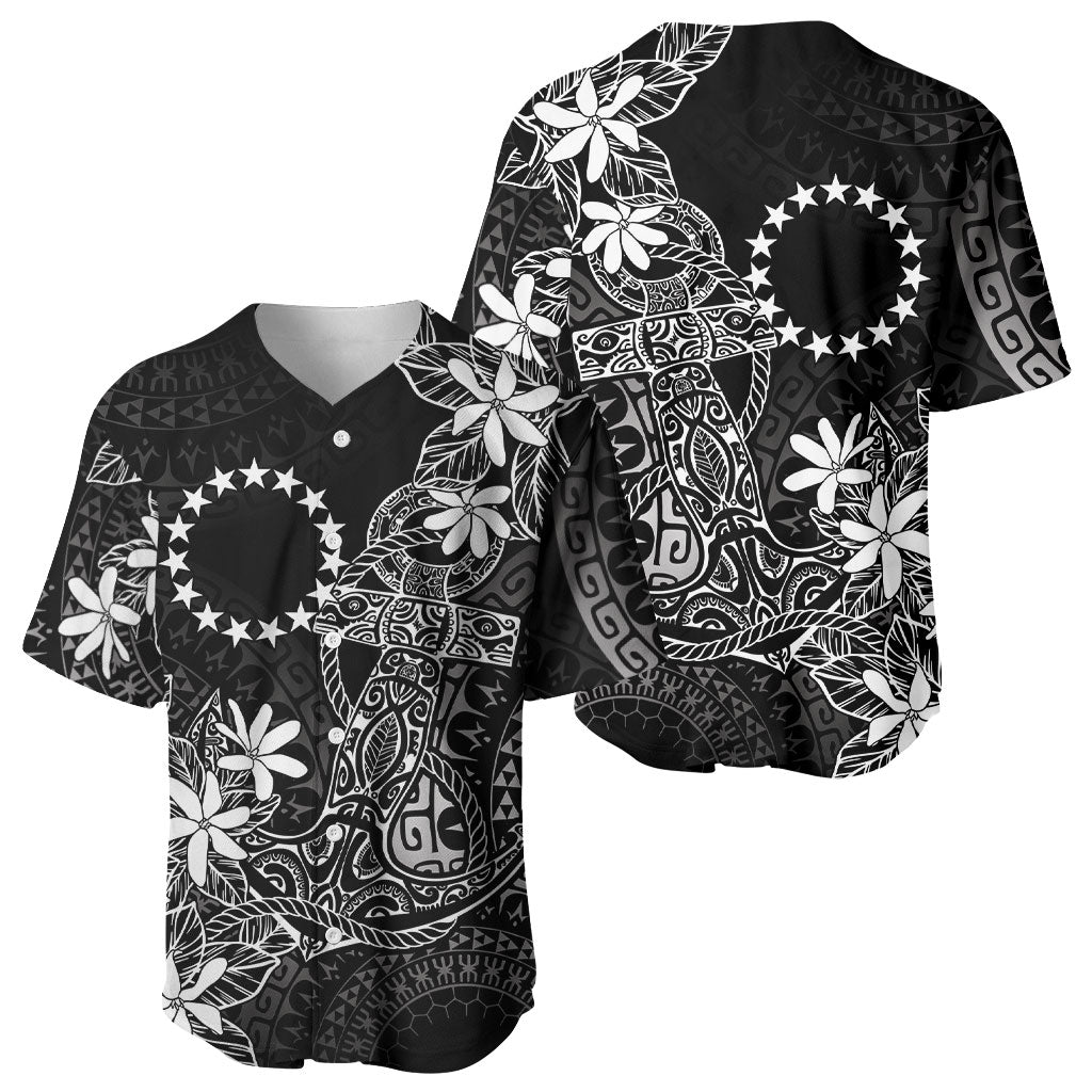 Black Kuki Airani Tapakau Baseball Jersey Tribal Anchor Mix Tiare