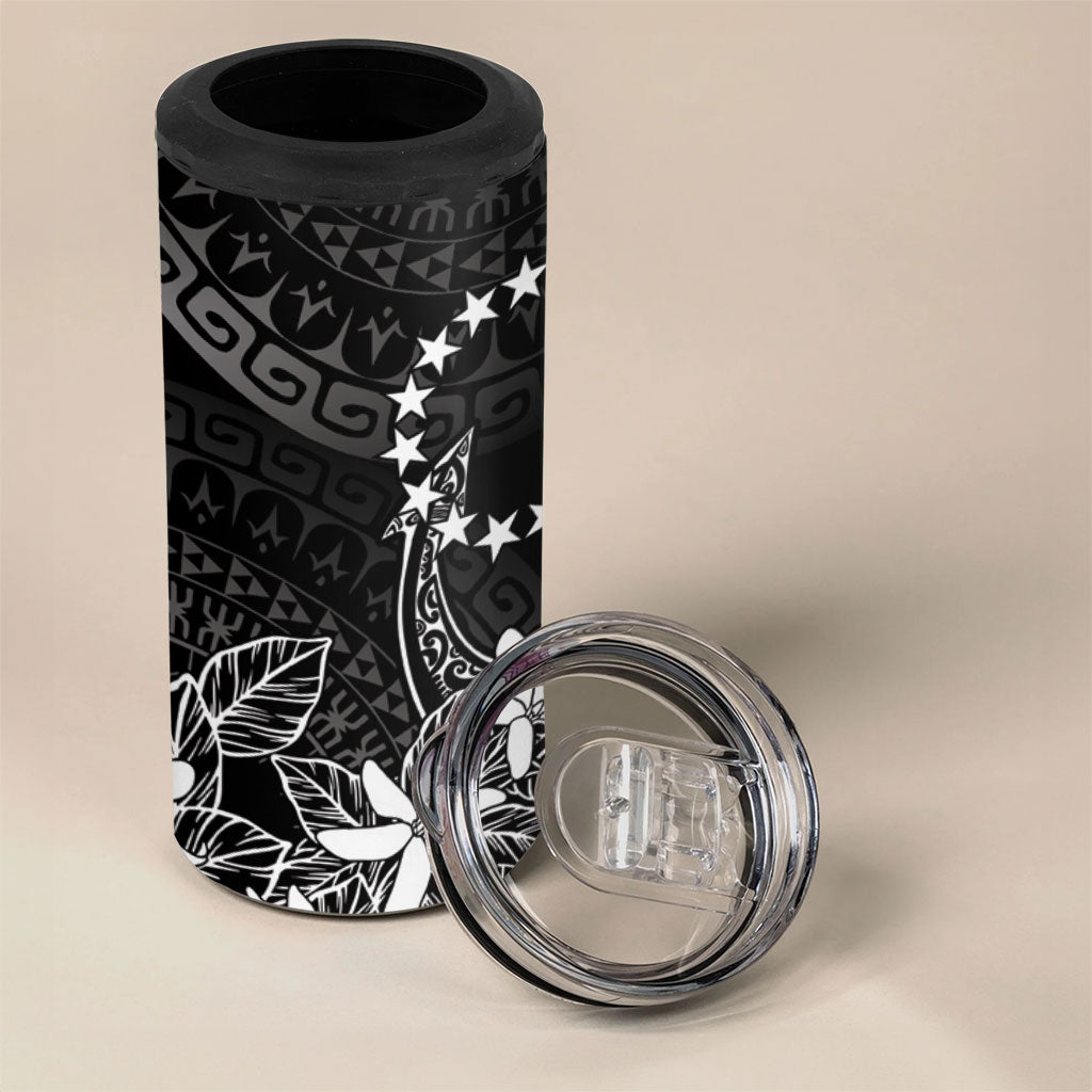 Black Kuki Airani Tapakau 4 in 1 Can Cooler Tumbler Tribal Anchor Mix Tiare