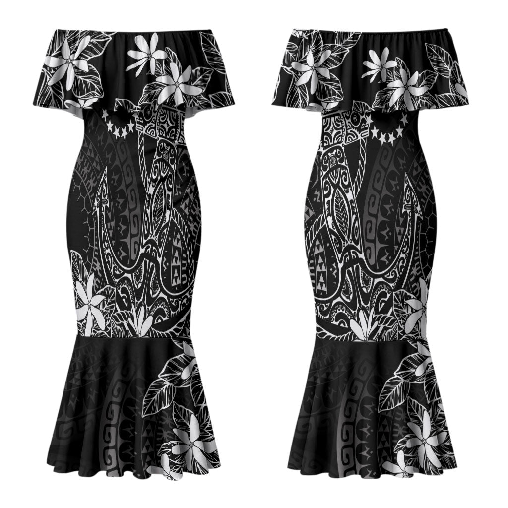 Black Kuki Airani Tapakau Couples Matching Mermaid Dress and Hawaiian Shirt Tribal Anchor Mix Tiare LT7 - Polynesian Pride