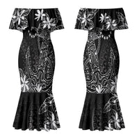 Black Kuki Airani Tapakau Couples Matching Mermaid Dress and Hawaiian Shirt Tribal Anchor Mix Tiare LT7 - Polynesian Pride