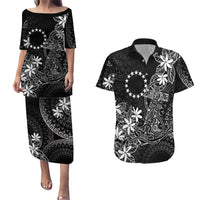 Black Kuki Airani Tapakau Couples Matching Puletasi and Hawaiian Shirt Tribal Anchor Mix Tiare LT7 Black - Polynesian Pride