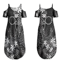 Black Kuki Airani Tapakau Couples Matching Summer Maxi Dress and Long Sleeve Button Shirt Tribal Anchor Mix Tiare LT7 - Polynesian Pride