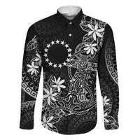 Black Kuki Airani Tapakau Family Matching Mermaid Dress and Hawaiian Shirt Tribal Anchor Mix Tiare LT7 Dad's Shirt - Long Sleeve Black - Polynesian Pride