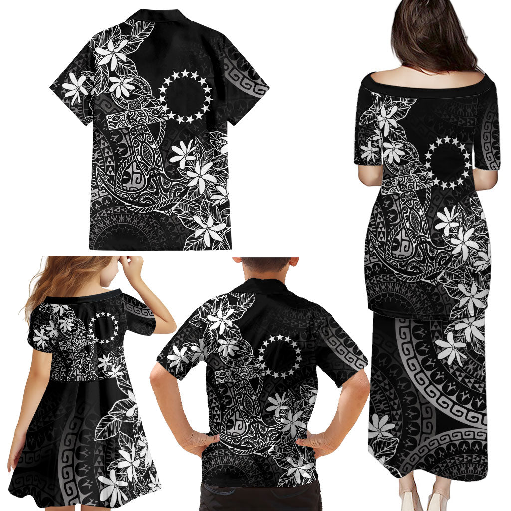 Black Kuki Airani Tapakau Family Matching Puletasi and Hawaiian Shirt Tribal Anchor Mix Tiare LT7 - Polynesian Pride