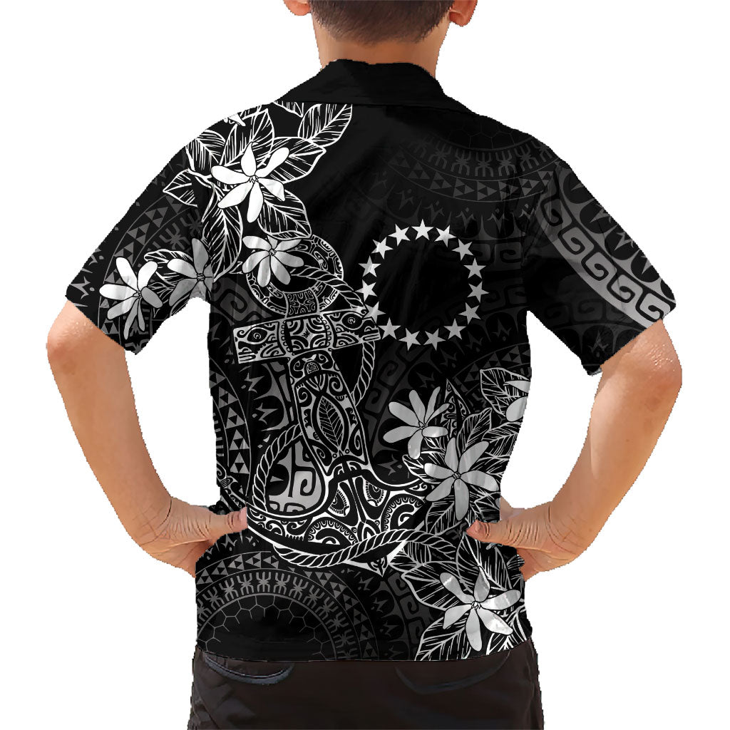 Black Kuki Airani Tapakau Hawaiian Shirt Tribal Anchor Mix Tiare