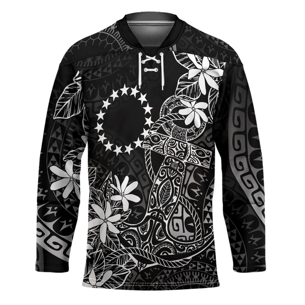 Black Kuki Airani Tapakau Hockey Jersey Tribal Anchor Mix Tiare